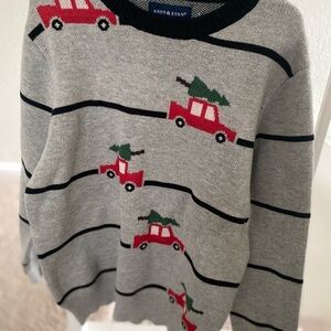 Andy & Evan Gray Sweater with Red Car Design